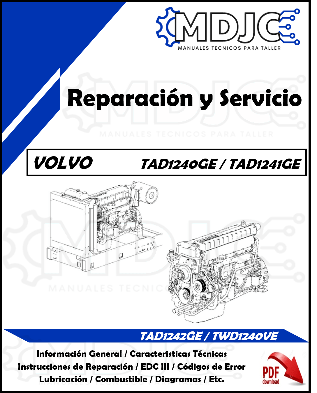 Manual de Taller (Reparación y Servicio) Motor Volvo TAD1240GE / TAD1241GE / TAD1242GE / TWD1240VE