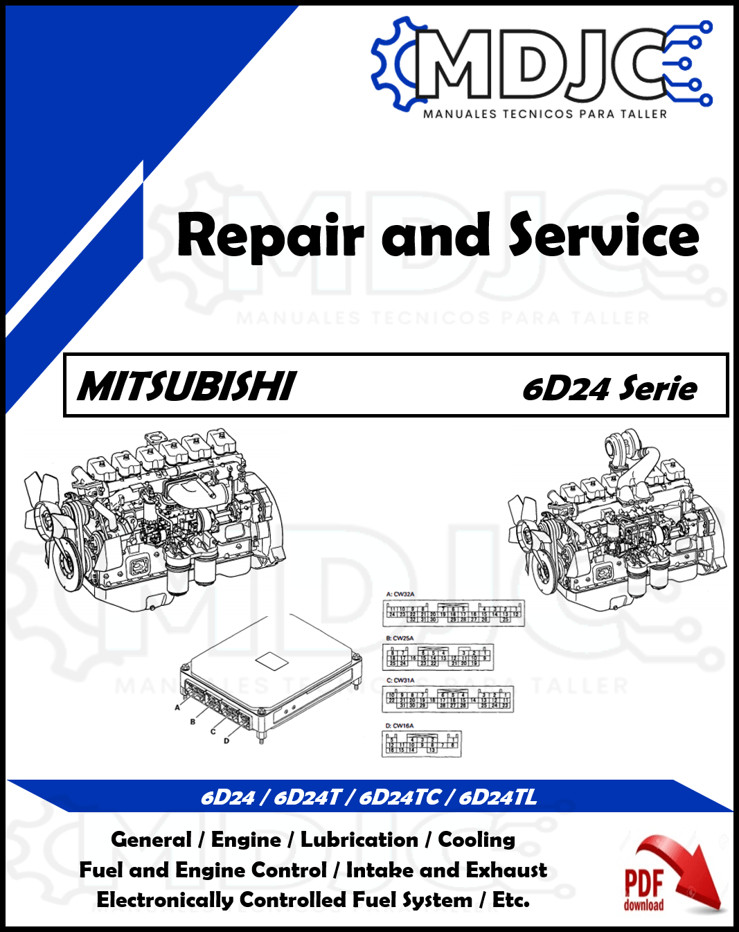 Manual de Taller (Reparación y Servicio) Mitsubishi 6D24 / 6D24T / 6D24TC / 6D24TL