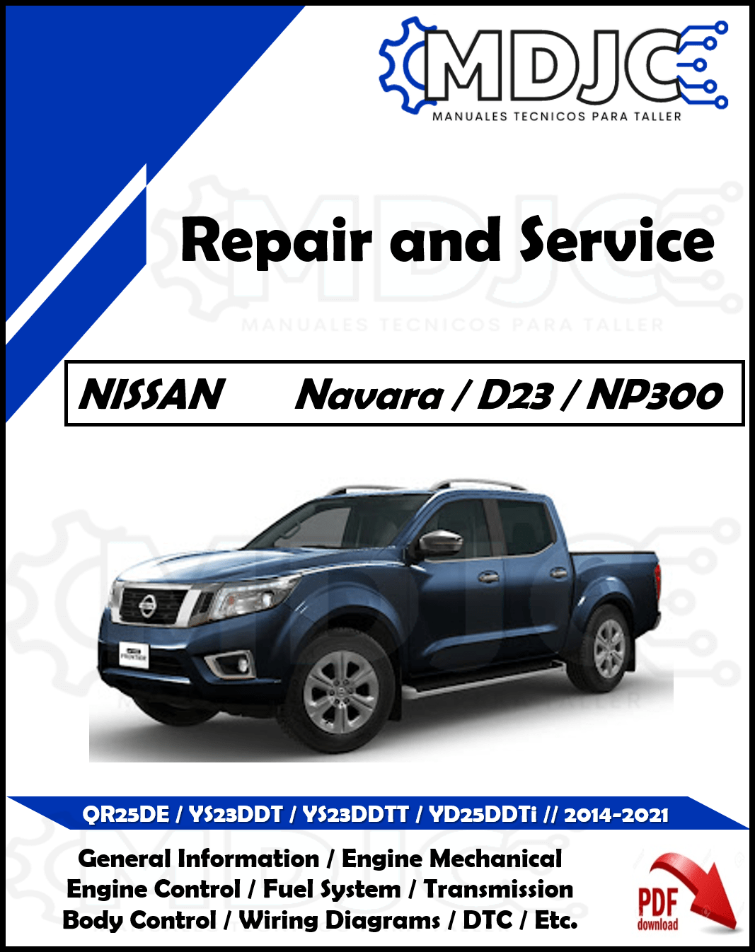 Manual de Taller (Reparación y Servicio) Nissan Navara / NP300 / D23 / 2014 - 2021